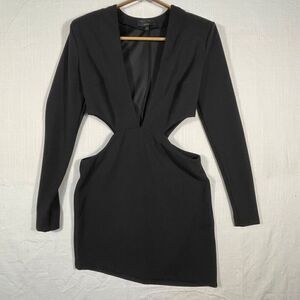 Michael Costello X Revolve Black Plunging Cut Outs Beatrix Mini Dress Size Small